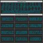 Custom Black Teal Mesh Authentic Throwback Football Jersey