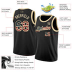 Custom Black Vintage USA Flag-Cream Authentic Basketball Jersey