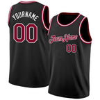 Custom Black Maroon-White Authentic Basketball Jersey