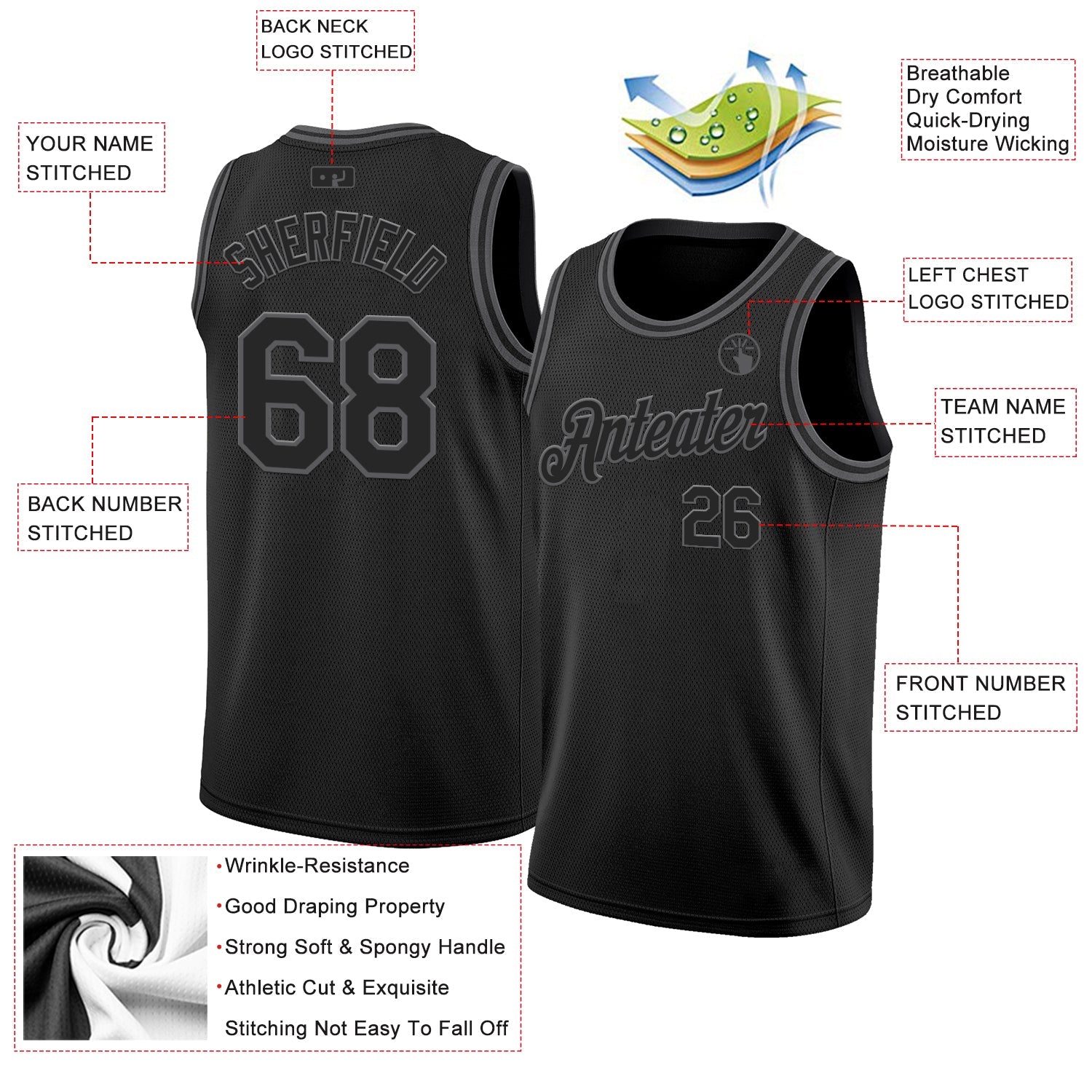Custom Black Steel Gray Authentic Basketball Jersey