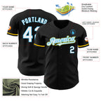 Custom Black White Sky Blue-Yellow Authentic Baseball Jersey