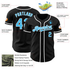 Custom Black Sky Blue-White Authentic Baseball Jersey