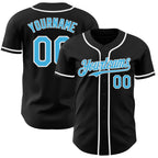 Custom Black Sky Blue-White Authentic Baseball Jersey