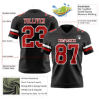 Custom Black Red-White Authentic Football Jersey