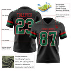 Custom Black Kelly Green White-Red Authentic Football Jersey