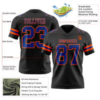 Custom Black Royal-Orange Authentic Football Jersey