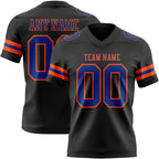 Custom Black Royal-Orange Authentic Football Jersey
