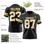 Custom Black White-Gold Authentic Football Jersey