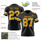 Custom Black Gold-White Authentic Football Jersey