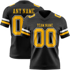 Custom Black Gold-White Authentic Football Jersey