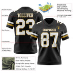 Custom Black White-Old Gold Authentic Football Jersey
