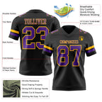 Custom Black Purple-Gold Authentic Football Jersey