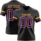 Custom Black Purple-Gold Authentic Football Jersey