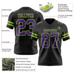 Custom Black Purple-Neon Green Authentic Football Jersey