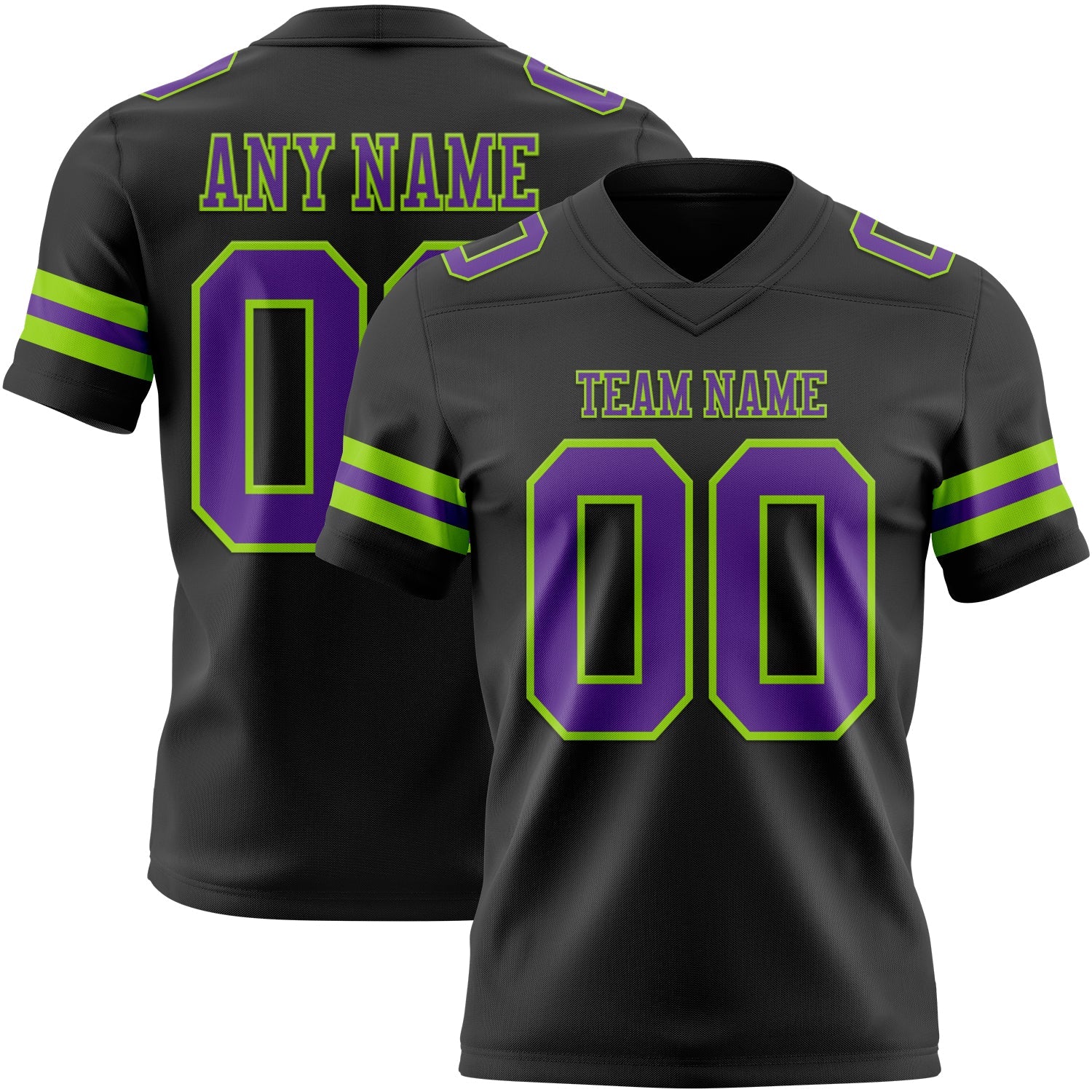 Custom Black Purple-Neon Green Authentic Football Jersey
