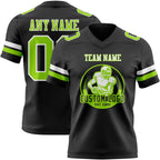 Custom Black Neon Green-White Authentic Football Jersey
