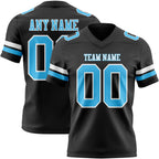 Custom Black Sky Blue-White Authentic Football Jersey