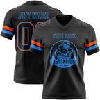 Custom Black Powder Blue-Orange Authentic Football Jersey