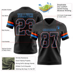 Custom Black Powder Blue-Orange Authentic Football Jersey
