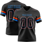 Custom Black Powder Blue-Orange Authentic Football Jersey