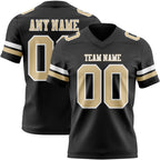 Custom Black Vegas Gold-White Authentic Football Jersey