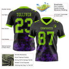 Custom Black Neon Green-Purple 3D Pattern Splash Authentic Football Jersey