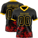 Custom Black Red-Yellow 3D Pattern Splash Authentic Football Jersey