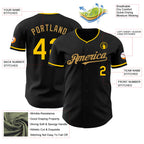 Custom Black Yellow-Old Gold Authentic Baseball Jersey