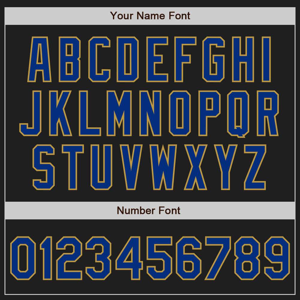 Custom Black Royal-Old Gold Authentic Baseball Jersey