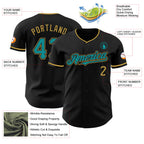 Custom Black Teal-Old Gold Authentic Baseball Jersey