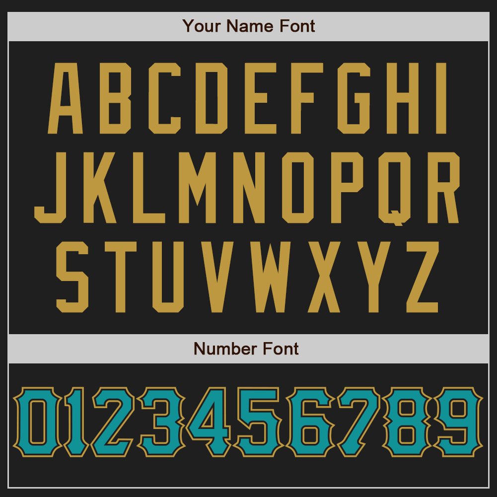 Custom Black Teal-Old Gold Authentic Baseball Jersey