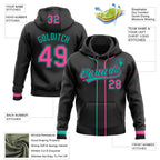 Custom Stitched Black Pink-Aqua Baseball Pullover Sweatshirt Hoodie