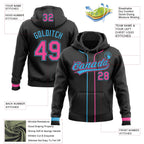 Custom Stitched Black Pink-Sky Blue Baseball Pullover Sweatshirt Hoodie