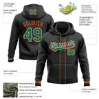 Custom Stitched Black Kelly Green Orange-White Baseball Pullover Sweatshirt Hoodie