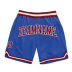 Custom Blue Maroon-Cream Authentic Throwback Basketball Shorts