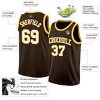 Custom Brown White-Gold Authentic Basketball Jersey