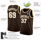 Custom Brown White-Old Gold Authentic Basketball Jersey