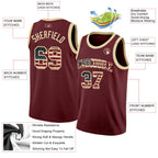 Custom Burgundy Vintage USA Flag-Cream Authentic Basketball Jersey