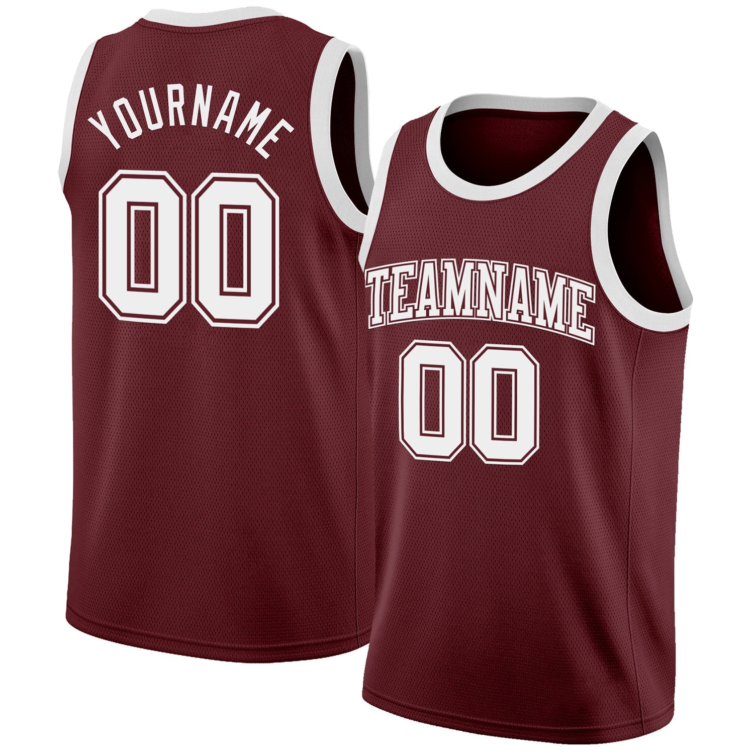 Custom Burgundy White Authentic Basketball Jersey