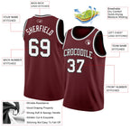 Custom Burgundy White-Black Authentic Basketball Jersey