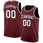 Custom Burgundy White-Black Authentic Basketball Jersey