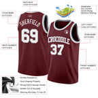Custom Burgundy White-Gray Authentic Basketball Jersey