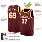 Custom Burgundy White-Gold Authentic Basketball Jersey