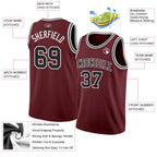 Custom Burgundy Black-White Authentic Basketball Jersey