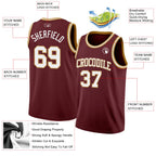 Custom Burgundy White-Old Gold Authentic Basketball Jersey