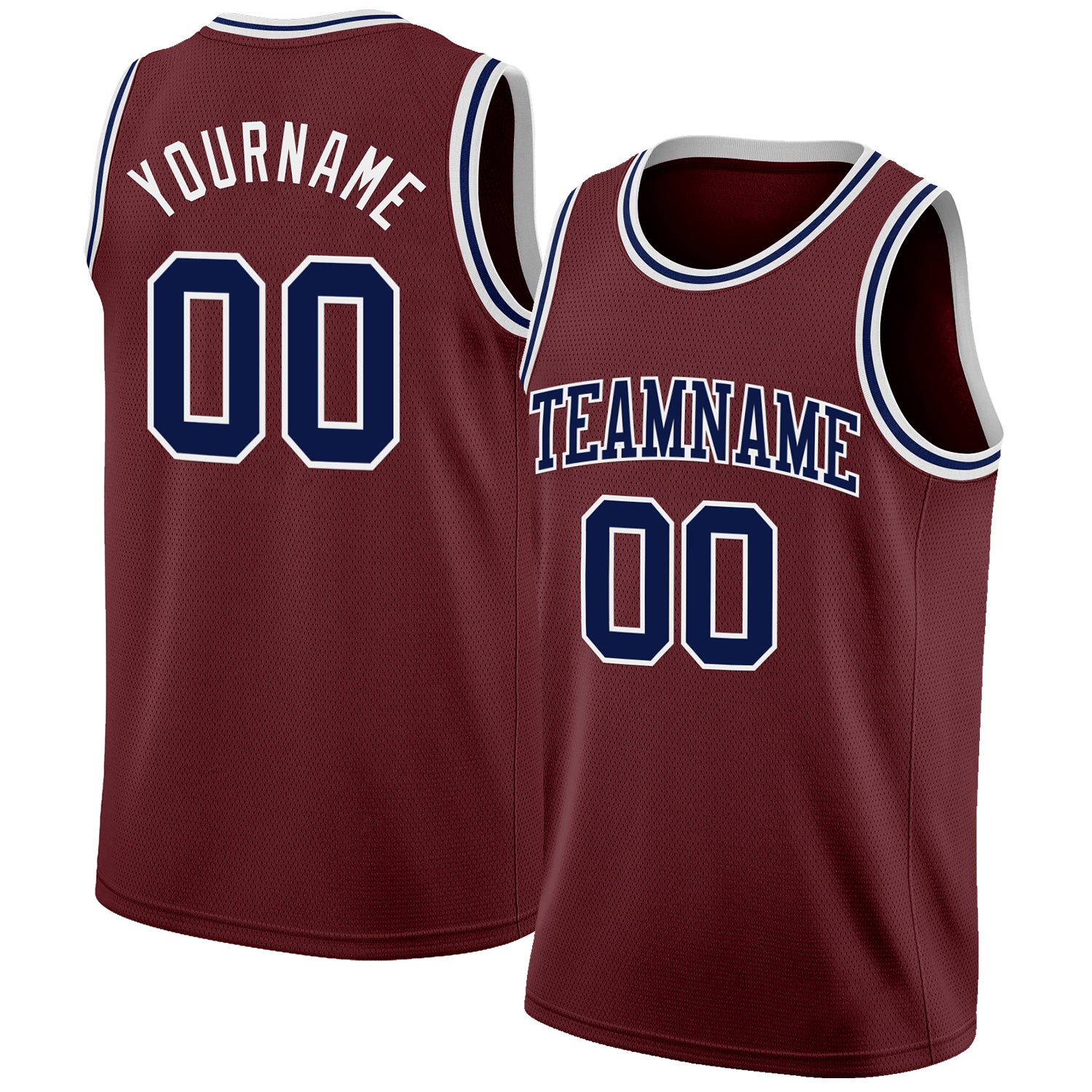 Custom Burgundy Navy-White Authentic Basketball Jersey