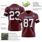 Custom Burgundy White-Navy Authentic Football Jersey