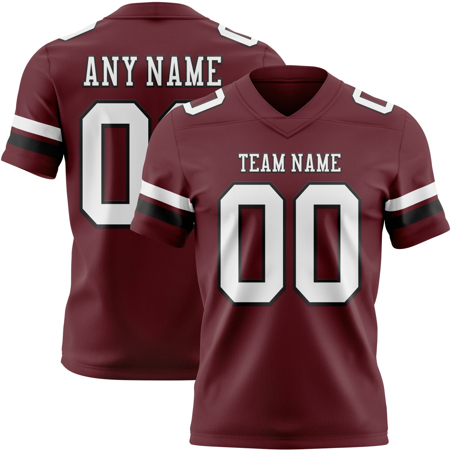 Custom Burgundy White-Black Authentic Football Jersey