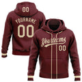 Custom Stitched Burgundy Cream-Burgundy Baseball Pullover Sweatshirt Hoodie