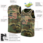 Custom Camo Vintage USA Flag Cream-Black Authentic Salute To Service Basketball Jersey